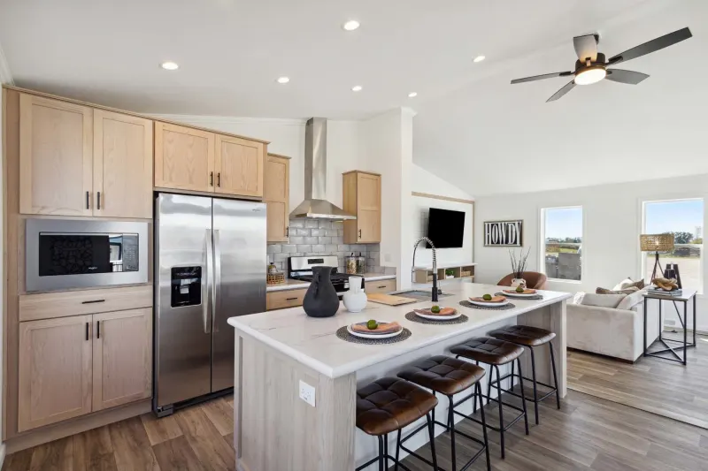 Wood manor kitchen home features
